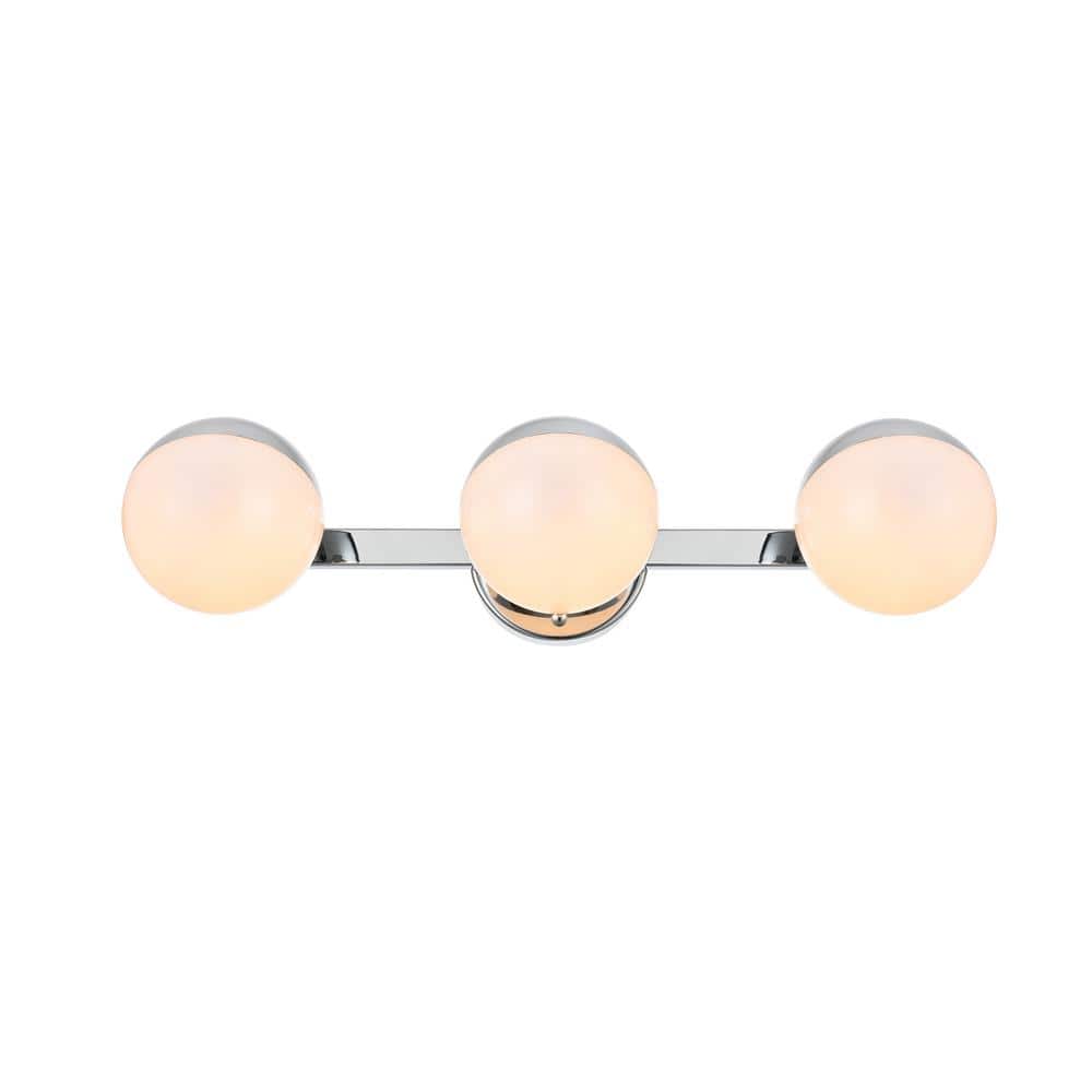 Simply Living 21 in. 3-Light Modern Chrome Vanity Light with Frosted White 