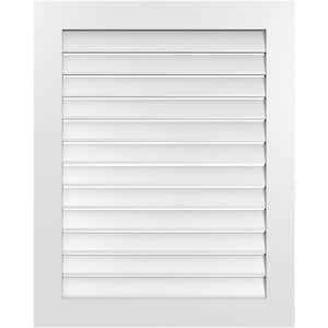 32 in. x 40 in. Rectangular White PVC Paintable Gable Louver Vent Functional