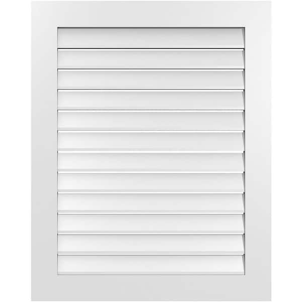 Ekena Millwork 32 in. x 40 in. Rectangular White PVC Paintable Gable Louver Vent Functional