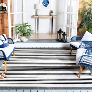 Beach House Light Gray/Charcoal 4 ft. x 6 ft. Striped Indoor/Outdoor Area Rug