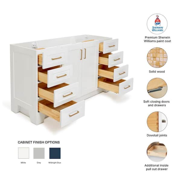 Taylor 48 in. W Vanity Cabinet Only in White Taylor 48 in. W Vanity Cabinet Only in White