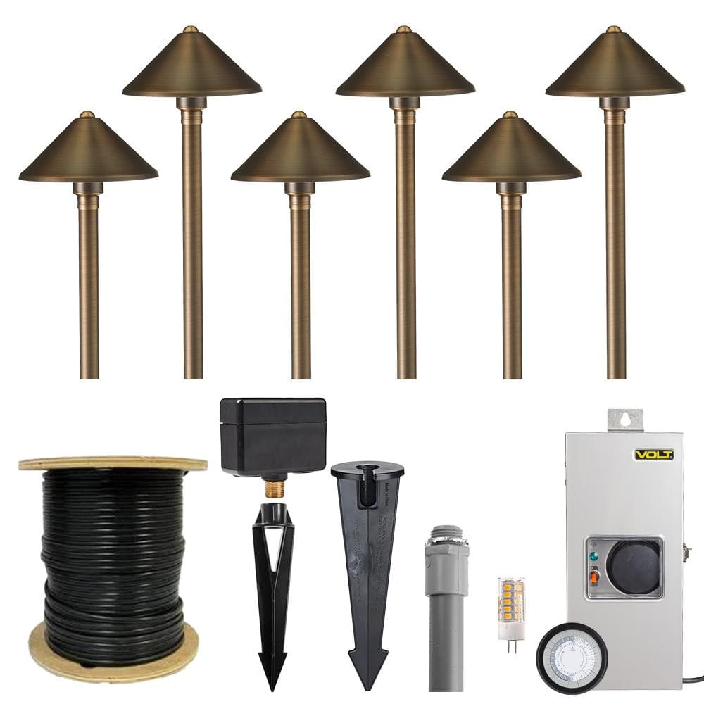 VOLT Low Voltage Cast Brass Conehead Bronze Path Light Kit (6-Pack)  BDL-HD-KIT1 The Home Depot