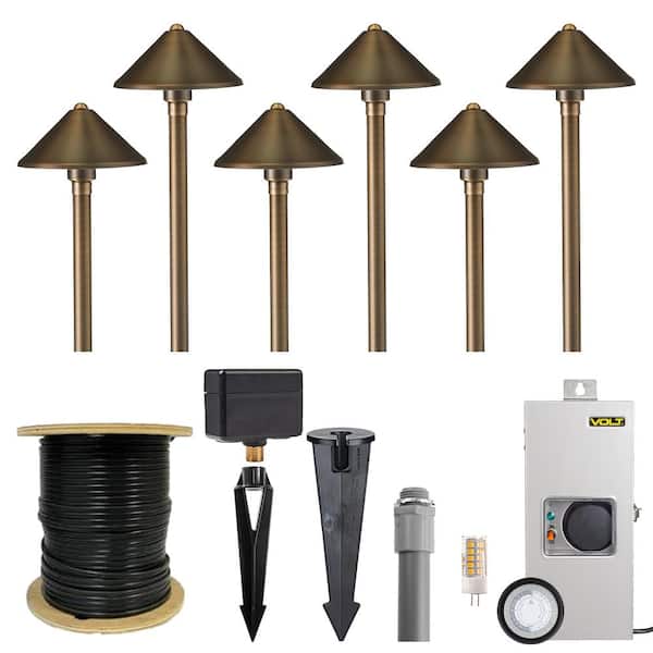 Low Voltage Cast Brass Conehead Bronze Path Light Kit (6-Pack)