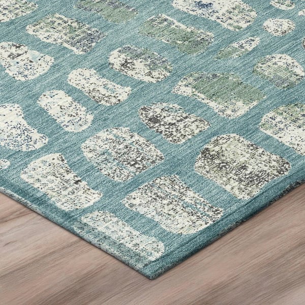 Chantille Machine Washable Indoor/Outdoor Abstract ACN3000 Teal 8 ft. x 10 ft. Area Rug
