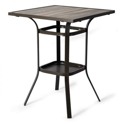 Isabella 36 in. H Dark Brown Square Metal Frame Outdoor Bistro Table