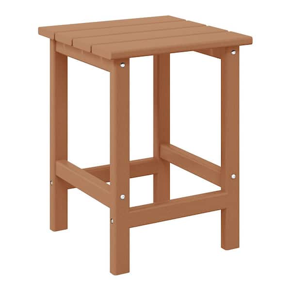 WESTIN OUTDOOR Mason 18 in. Teak Poly Plastic Fade Resistant Outdoor Patio Square Adirondack Side Table