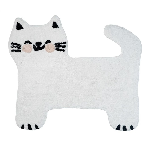 2 ft. x 3 ft. Black And White Kitty Cat Youthful Washable Area Rug