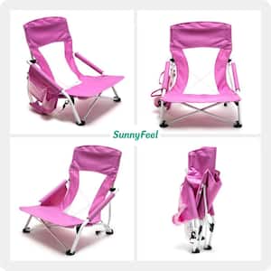 Pink Steel Portable Folding Camping Chair for Outdoor, Beach, Lawn, Camp and Picnic