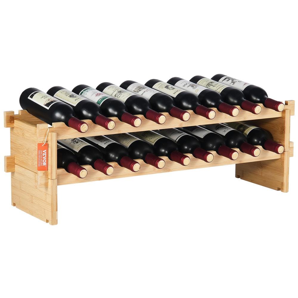 Vevor Bottle Stackable Modular Wine Rack Tier Solid Bamboo Wood