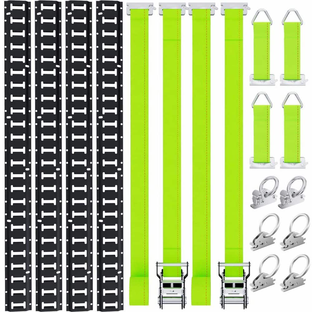 16-Piece 4ft Steel E Track Tie-Down Rail Kit with O Rings, D-Ring Tie-Offs, Ratchet Straps for Cargo price history on PriceWatchPro