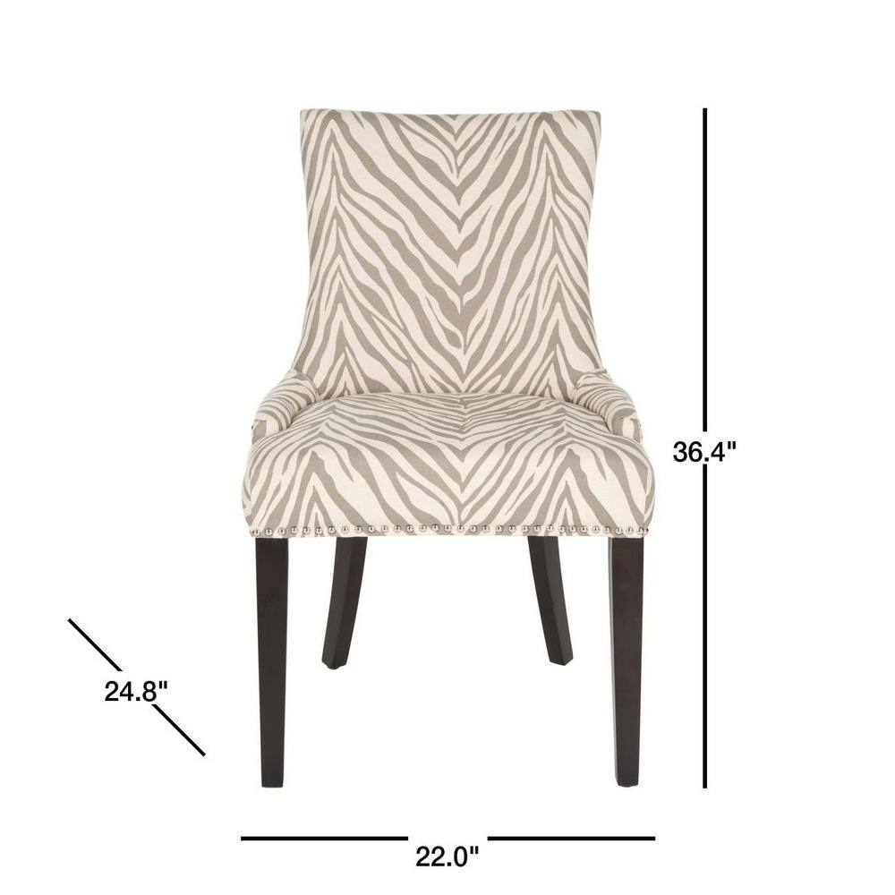 Lester Gray Zebra Linen Parsons Dining Chairs Set of 2