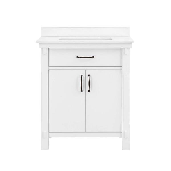 Home Decorators Collection Bellington 30 In W Bath Vanity White With Engineered Stone Top Basin 30w - Home Depot Decorators White