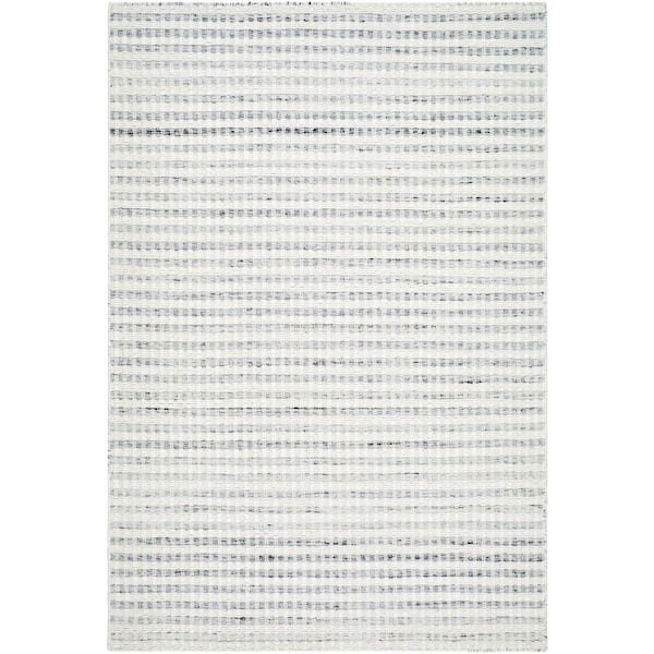 Livabliss Mardin White/Blue Striped 4 ft. x 6 ft. Indoor Area Rug