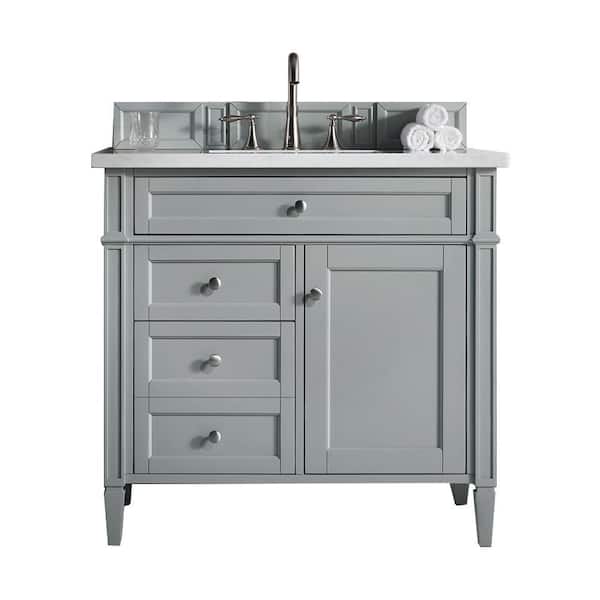James Martin Vanities Brittany 36 in. W x 23.5 in.D x 34 in. H Single Bath Vanity in Urban Gray with Solid Surface Top in Arctic Fall