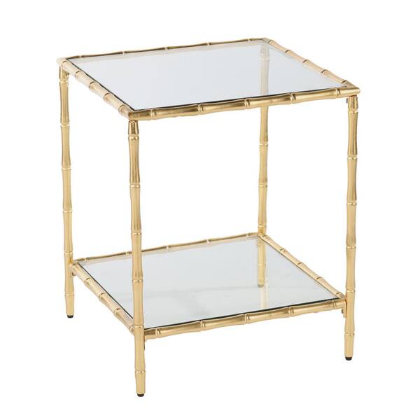 SEI FURNITURE Oversley 19.25 in. Gold Small Square Glass Accent