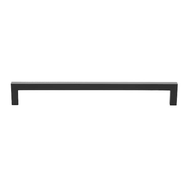 GLIDERITE 8-13/16 in. (224mm.) Center-to Center Matte Black Solid Square Slim Cabinet Drawer Bar Pulls (10-Pack )