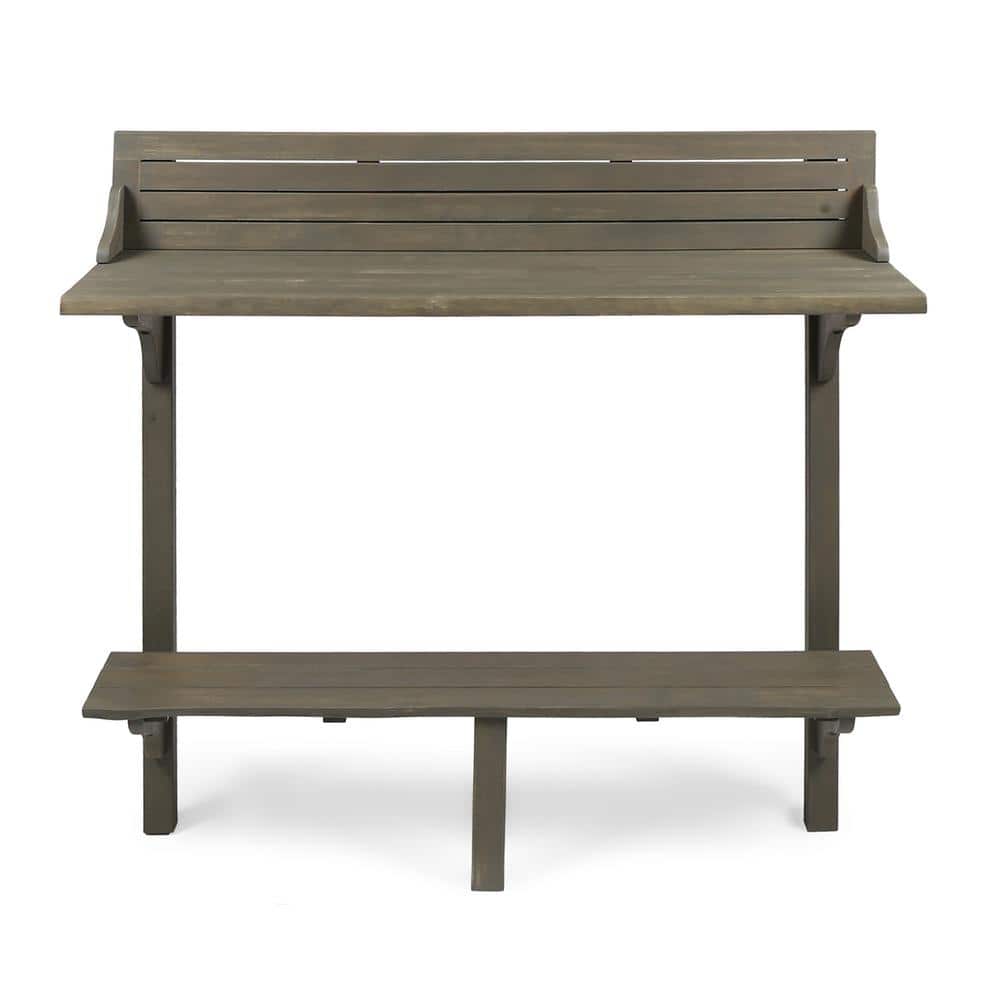 Outdoor Brown Acacia Wood Balcony Bar Table Outdoor Serving Bar