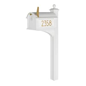Modern Balmoral White/Gold Monogram Mailbox Package