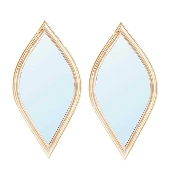 Avex Gold 7 in. W x 13 in. H Art Deco Irregular Shape Polyresin Framed Mirror (2-Pieces)