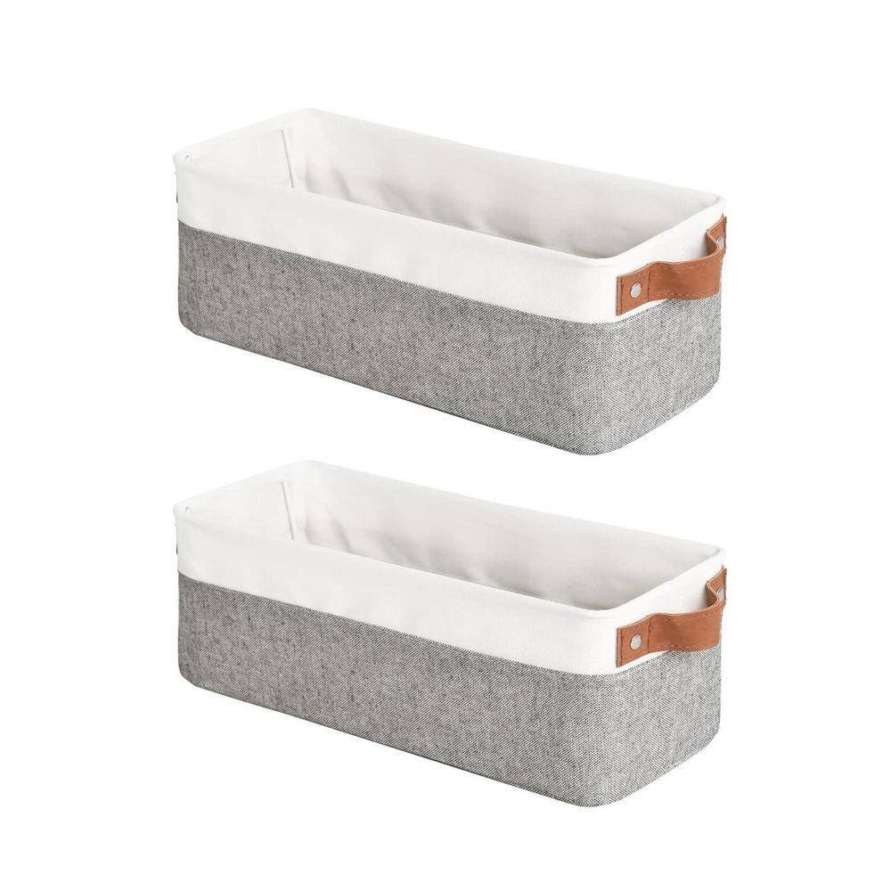 Gray 15 in. x 5 in. Fabric Decorative Basket Set of 2 with Handles