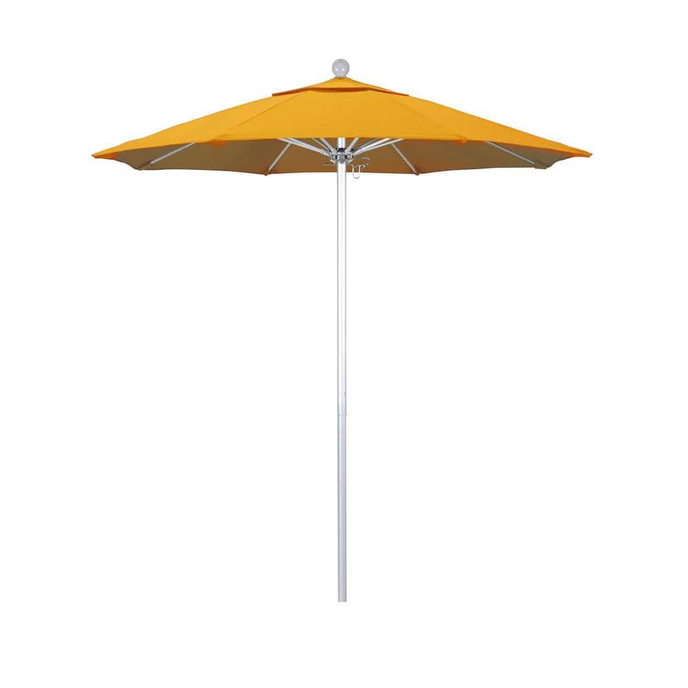 7.5' Lemon Olefin Patio Umbrella with Silver Aluminum Frame