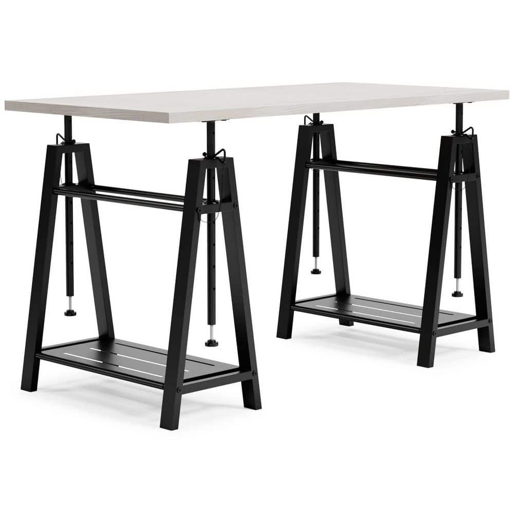 Transitional 47'' Black and White Adjustable Home Office Desk with Drawer