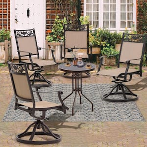 4-Pieces Cast Aluminum Outdoor Dining Set Sling Swivel Rockers Chairs without Table