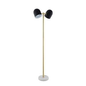 58 in. Black Two 1-Way (On/Off) Standard Floor Lamp for Living Room with Metal Bell Shade