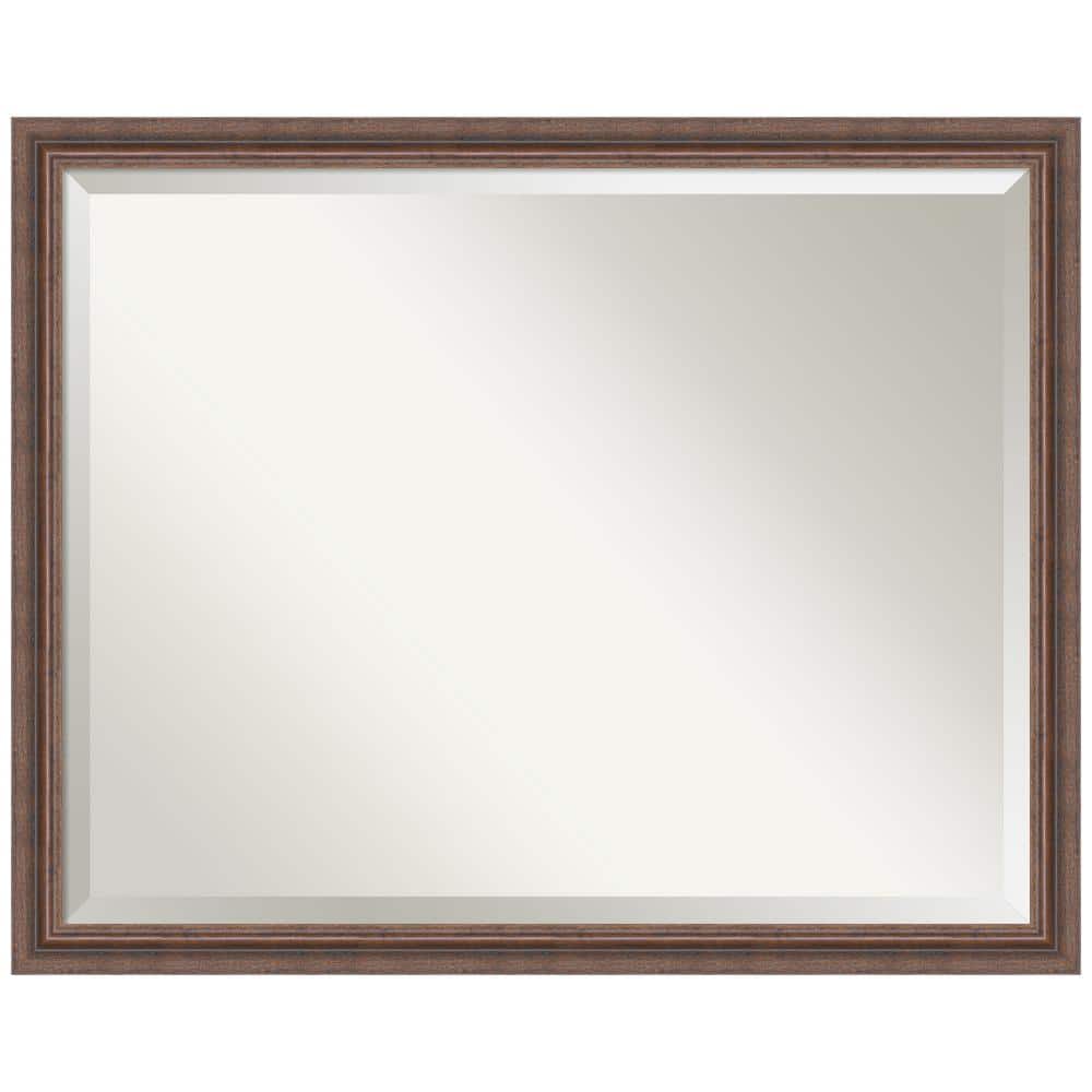 Distressed Rustic Brown Wood Rectangular Bathroom Vanity Mirror