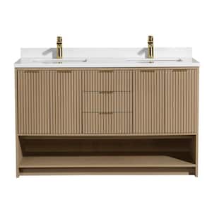 San Diego 55 in. W x 22 in. D x 34.5 in. H Single Bath Vanity in Oak Gray with Stone Top in White with White Basin