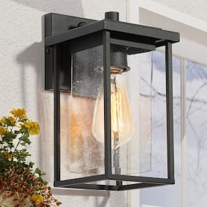 LNC Modern Farmhouse Black Outdoor Hanging Lantern 1-Light Coastal Pendant  with Seeded Glass Shade for Covered Patio Porch NA7NNFHD1254P47 - The Home  Depot