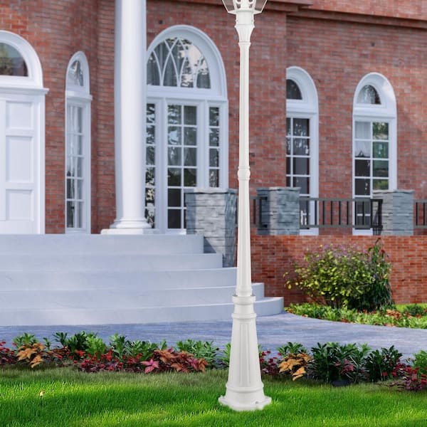 AVIANCE LIGHTING Crown Terrace 74 in. Textured White Surface Mount Outdoor Lamp Post