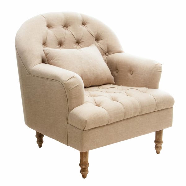 Noble House Anastasia Beige Fabric Upholstered Club Chair