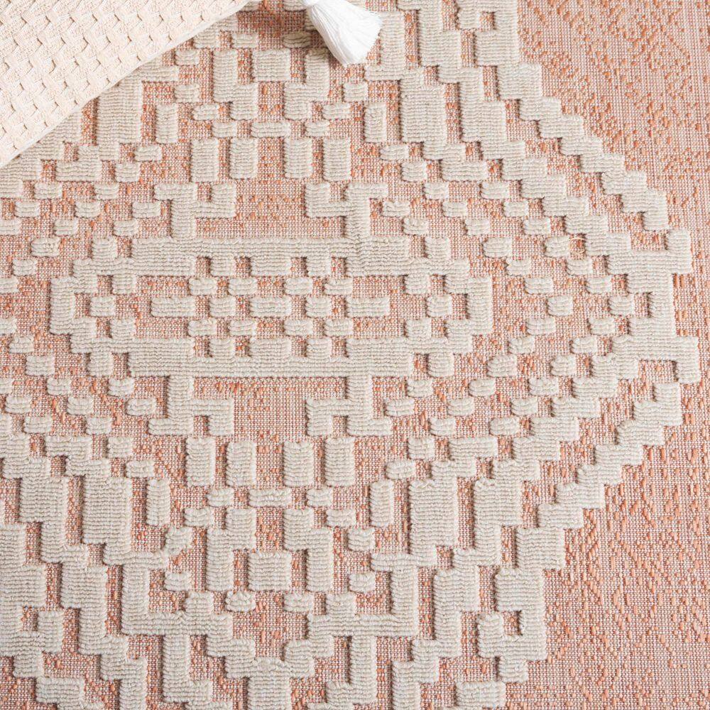 Ivory Geometric 9' x 12' Wool Blend Indoor/Outdoor Rug