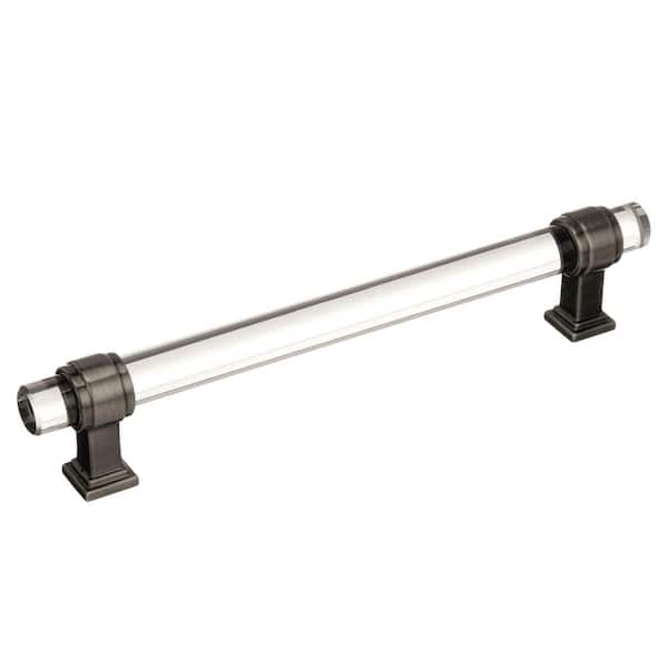 Amerock Glacio 6-5/16 in. (160mm) Modern Clear/Gunmetal Bar Cabinet Pull
