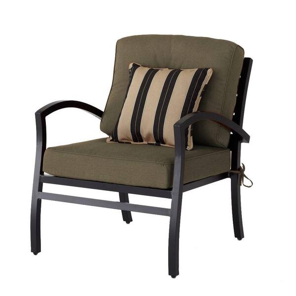 Hampton Bay Morgan Modern Patio Lounge Chair with Sunbrella Canvas Teak Cushions-DISCONTINUED