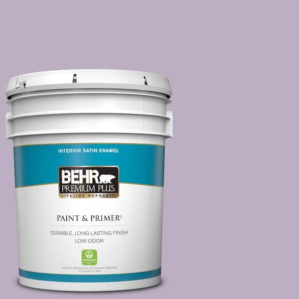 BEHR PREMIUM PLUS 5 gal. #S100-3 Courtly Purple Satin Enamel Low Odor Interior Paint & Primer