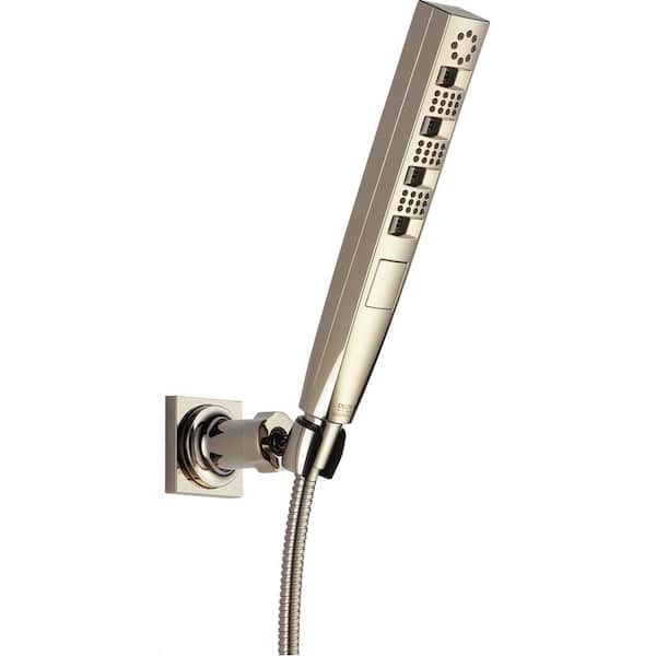 Delta 4-Spray Patterns 1.75 GPM 1.43 in. Wall Mount Handheld Shower Head with H2Okinetic in Polished Nickel