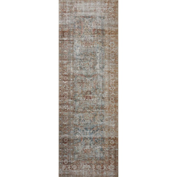 Chris Love Julia Jules Lagoon / Brick 2 ft. 6 in. x 7 ft. 6 in. Traditional Runner Rug