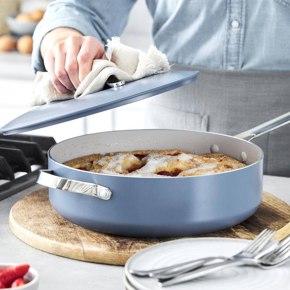 Blue 10-Piece Nonstick Aluminum Cookware Set with Stainless Steel Handles