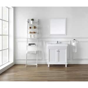 Parkridge 28 in. W x 28 in. H Square Framed Wall Mount Bathroom Vanity Mirror in White