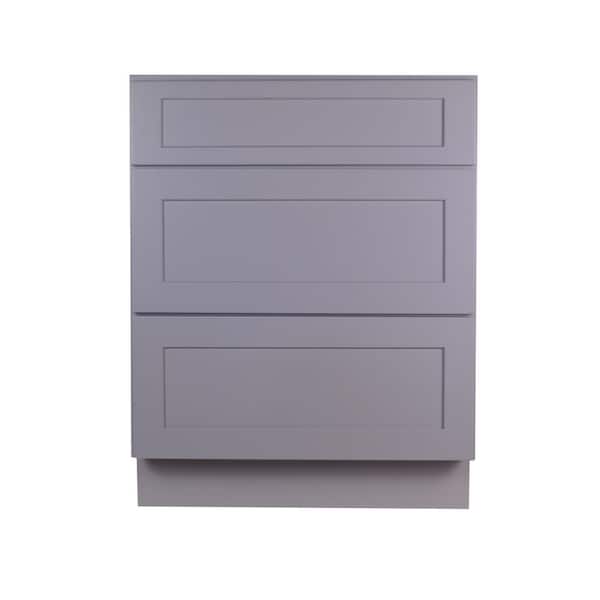Bremen Cabinetry Bremen 24 in. W x 24 in. D x 34.5 in. H Gray Plywood Assembled Drawer Base Kitchen Cabinet with Soft Close