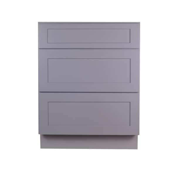 Bremen Cabinetry Bremen 27 in. W x 24 in. D x 34.5 in. H Gray Plywood Assembled Drawer Base Kitchen Cabinet with Soft Close