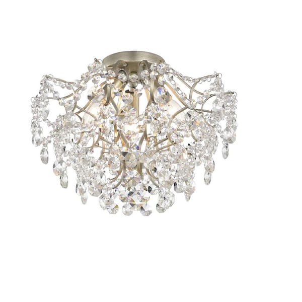 Jojospring Bess 15.8 in Dia Elegant Indoor 3Light Champagne Crystal Flush Mount