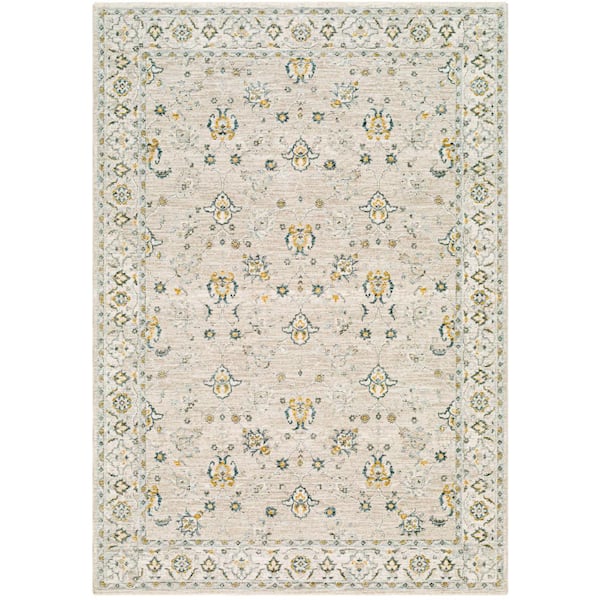 Livabliss Ziegler Gray/Blue Border 10 ft. x 14 ft. Indoor Area Rug