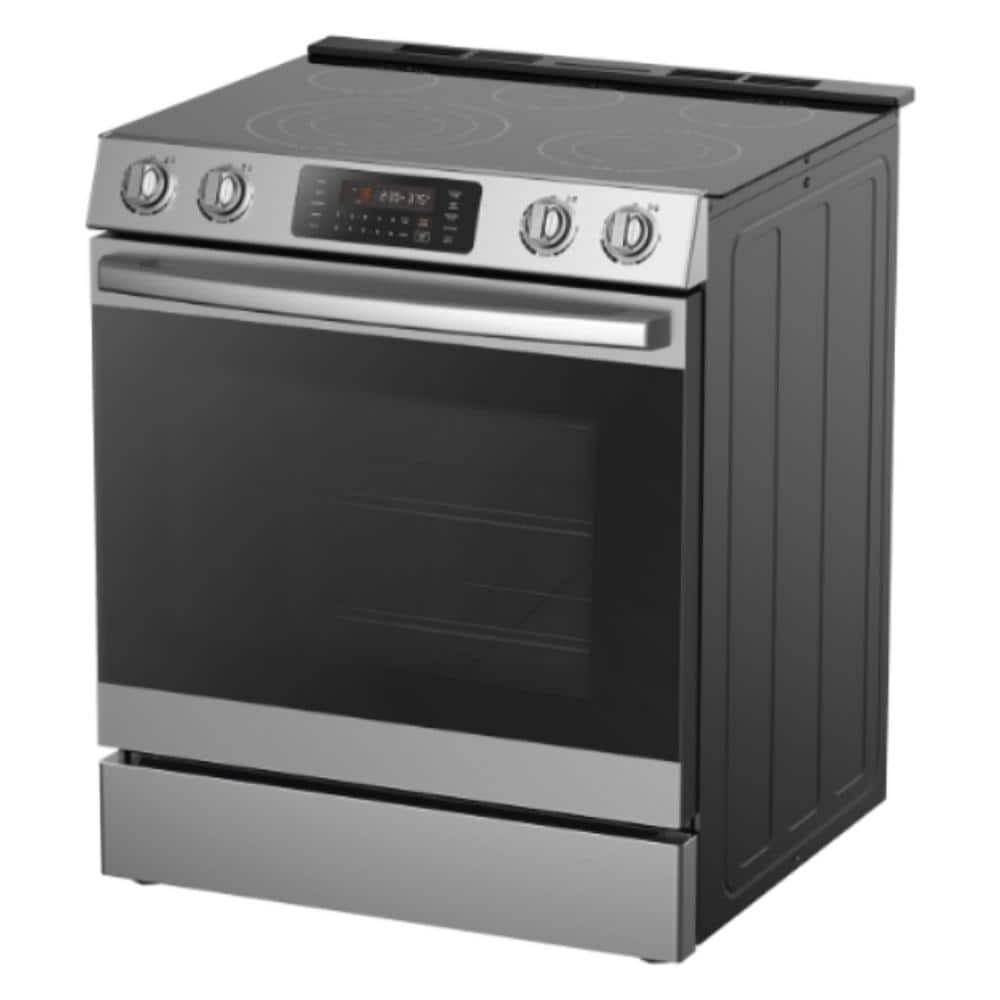 30 in. 6.3 cu. ft. Electric Range with 5 Elements Glass Cooktop and Self Clean Air Fry Oven in Stainless Steel