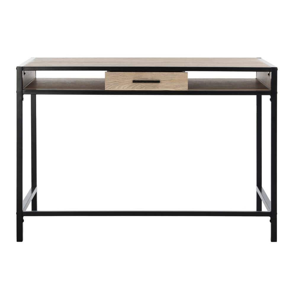 Alan Rustic Brown and Black Wood Corner Desk with Drawer