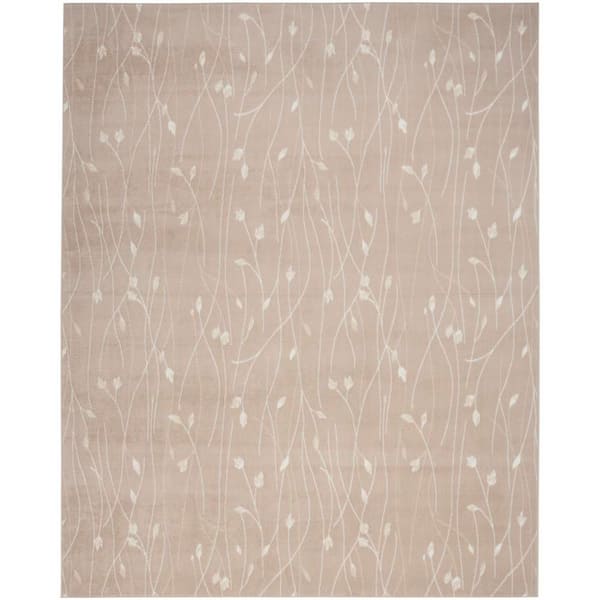 Nourison Grafix Beige 5 ft. x 7 ft. Floral Contemporary Area Rug