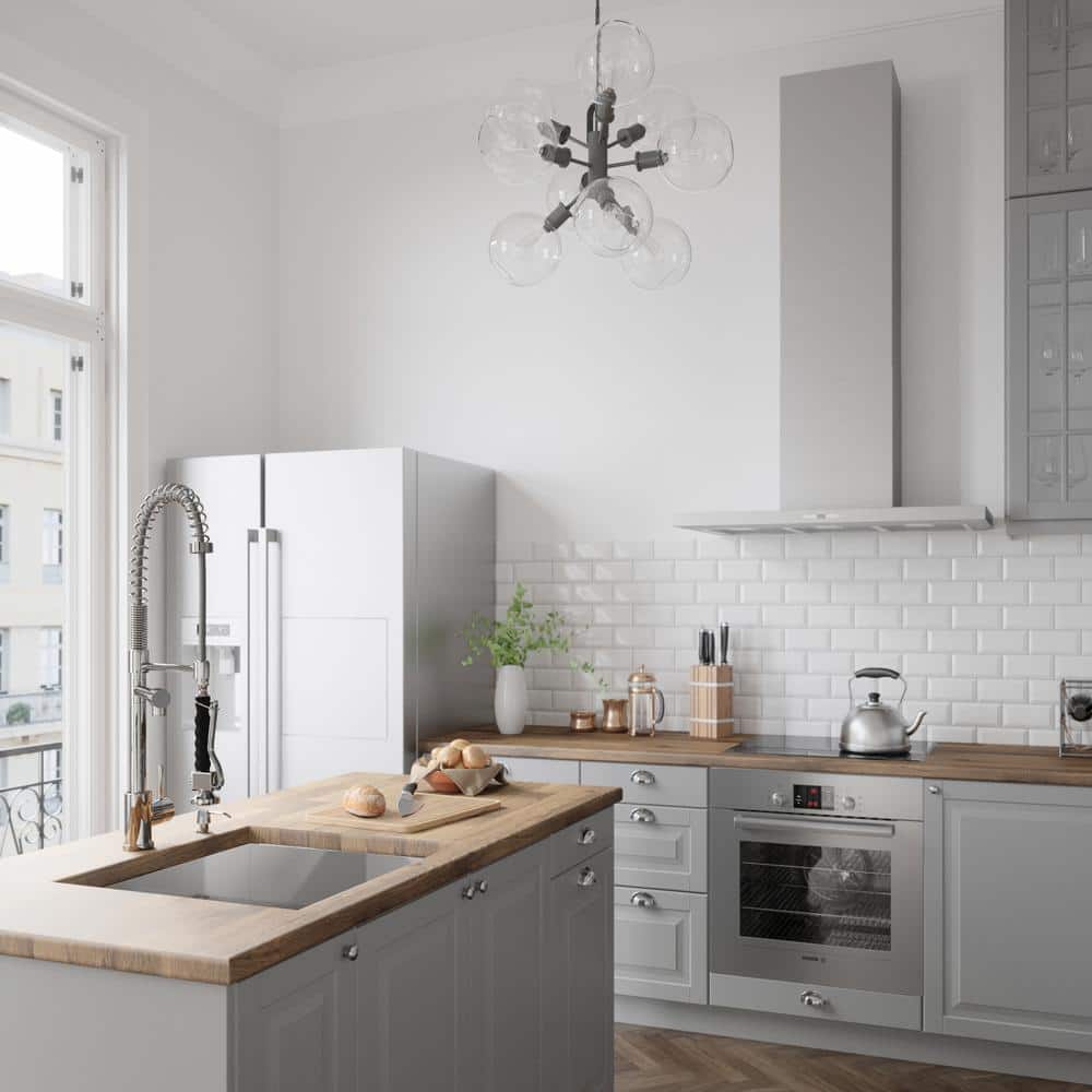 Zurich 27" Chrome Brass Pull-Down Kitchen Faucet