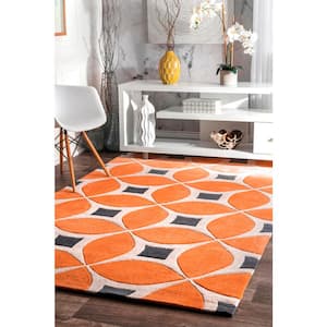Gabriela Contemporary Deep Orange Doormat 2 ft. x 3 ft.  Area Rug